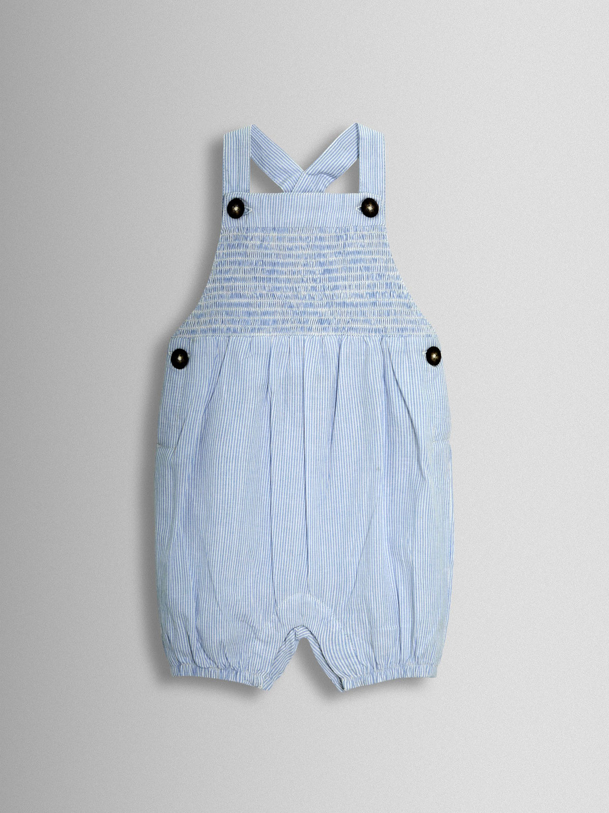 JoJo Maman Bébé Blue 2-Piece Smocked Dungarees & Body Set