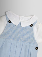 JoJo Maman Bébé Blue 2-Piece Smocked Dungarees & Body Set