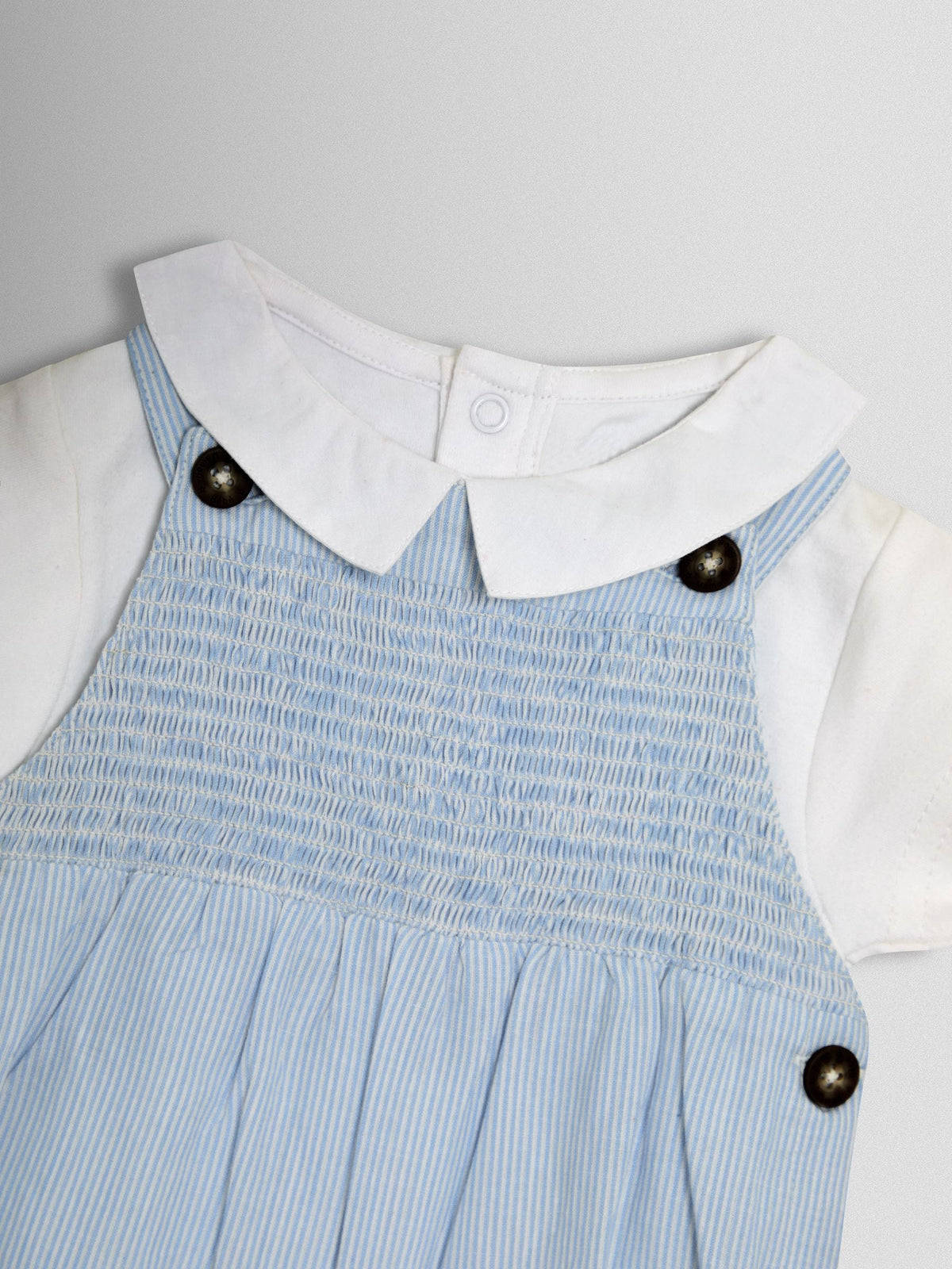 JoJo Maman Bébé Blue 2-Piece Smocked Dungarees & Body Set