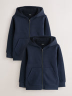 Navy Blue 2 Pack Zip Through Hoodies (3-16yrs)