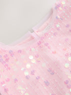 Pink Angel Sleeve Sequin Peplum Party Dress (3-16yrs)