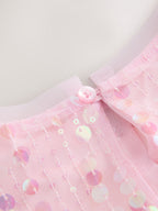 Pink Angel Sleeve Sequin Peplum Party Dress (3-16yrs)