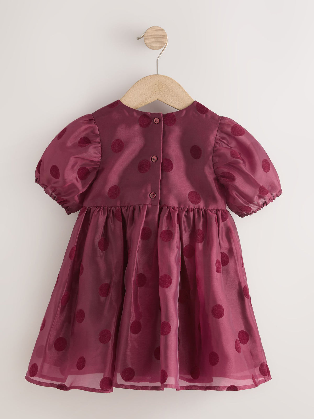 Burgundy Red Puff Sleeve Bow Detail Occasion Dress (3mths-8yrs)