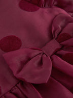 Burgundy Red Puff Sleeve Bow Detail Occasion Dress (3mths-8yrs)