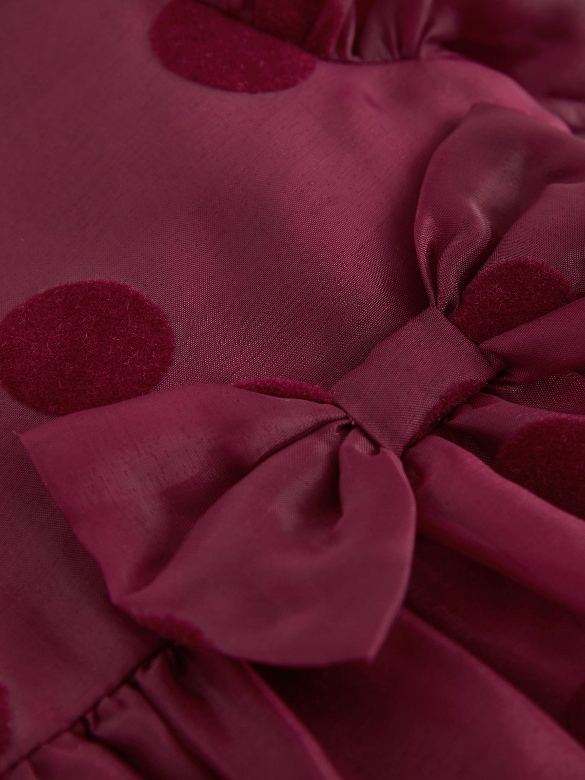 Burgundy Red Puff Sleeve Bow Detail Occasion Dress (3mths-8yrs)