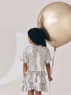 Silver Sequin Top and Rara Skirt Set (3-16yrs)