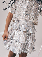 Silver Sequin Top and Rara Skirt Set (3-16yrs)
