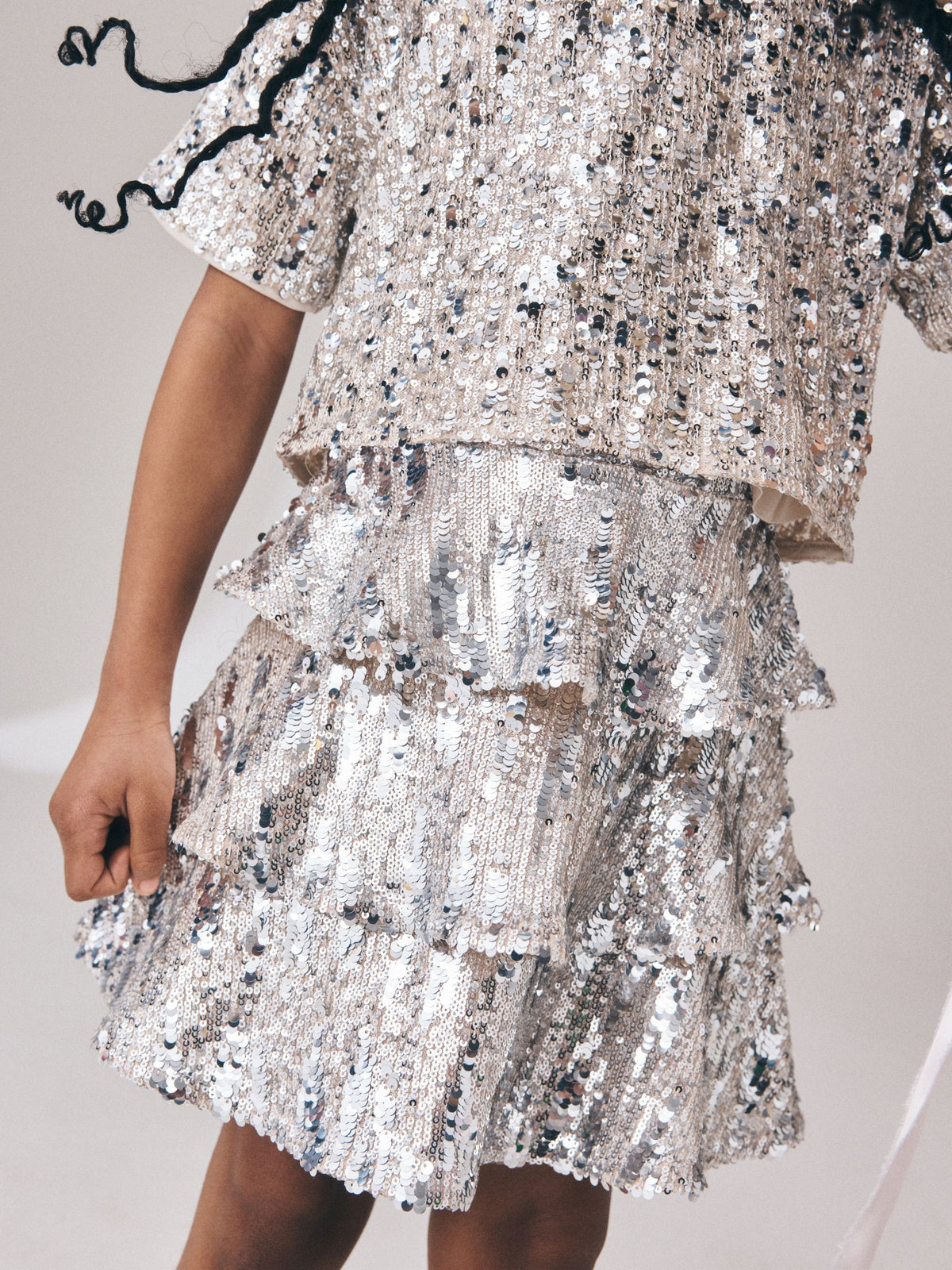 Silver Sequin Top and Rara Skirt Set (3-16yrs)