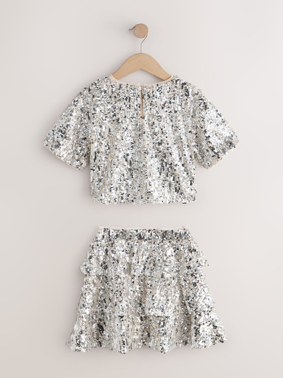 Silver Sequin Top and Rara Skirt Set (3-16yrs)