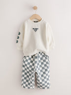 White and Green Long Sleeve Top and Trousers Set (3mths-7yrs)