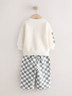 White and Green Long Sleeve Top and Trousers Set (3mths-7yrs)