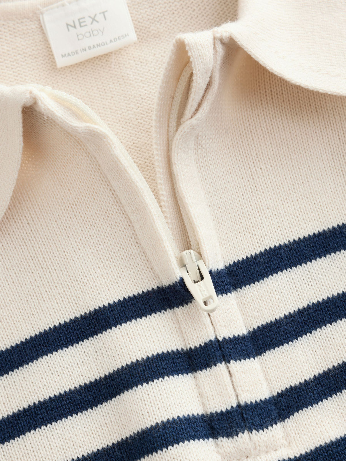 Blue/Cream Stripe Baby Collared Knitted Top and Trousers Set (0mths-2yrs)