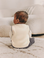 Charcoal Grey/Cream Baby Knit Vest, Bodysuit and Trousers Set (0mths-3yrs)