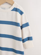Blue/Ecru Stripe Sweat Baby Romper (0mths-3yrs)