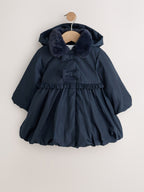 Navy Blue Shower Resistant Faux Fur Collar Padded Coat (3mths-7yrs)