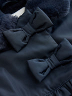 Navy Blue Shower Resistant Faux Fur Collar Padded Coat (3mths-7yrs)
