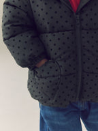 Black Polka Dot Shower Resistant Padded Coat (3mths-7yrs)