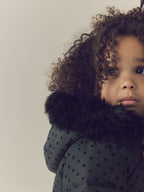 Black Polka Dot Shower Resistant Padded Coat (3mths-7yrs)
