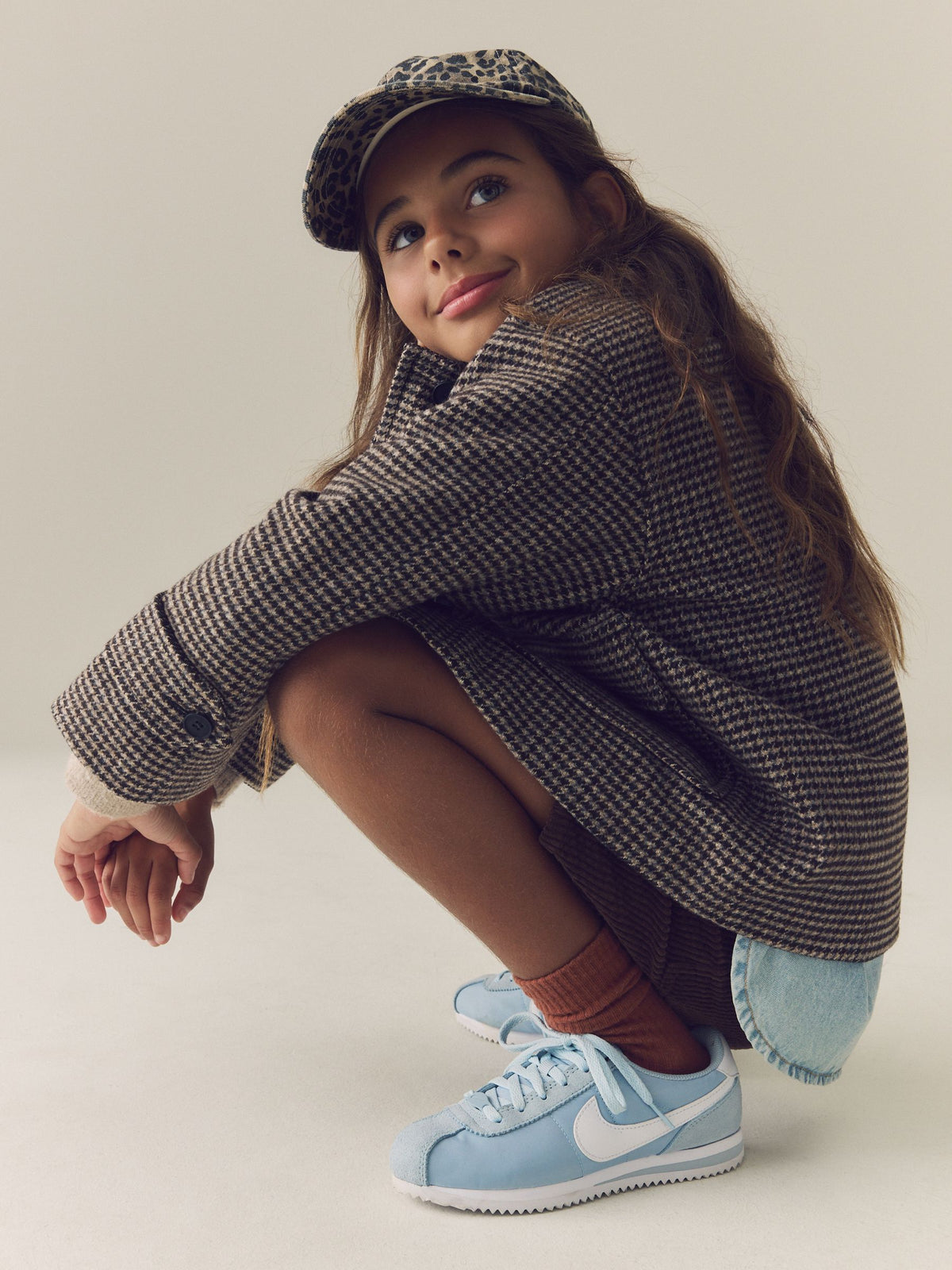 Brown Check Short Jacket With Wool (3-16yrs)
