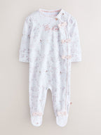Baker by Ted Baker Pale Pink Cotton Printed Sleepsuits 3 Pack