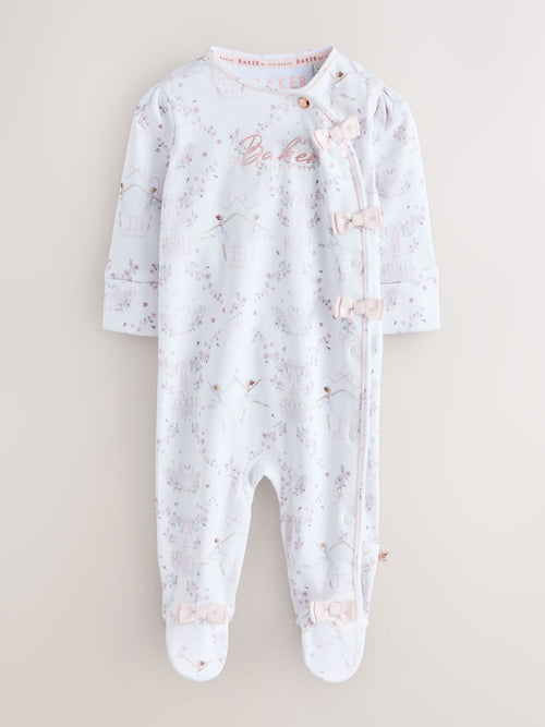 Baker by Ted Baker Pale Pink Cotton Printed Sleepsuits 3 Pack
