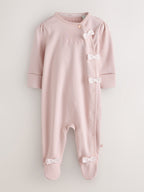 Baker by Ted Baker Pale Pink Cotton Printed Sleepsuits 3 Pack
