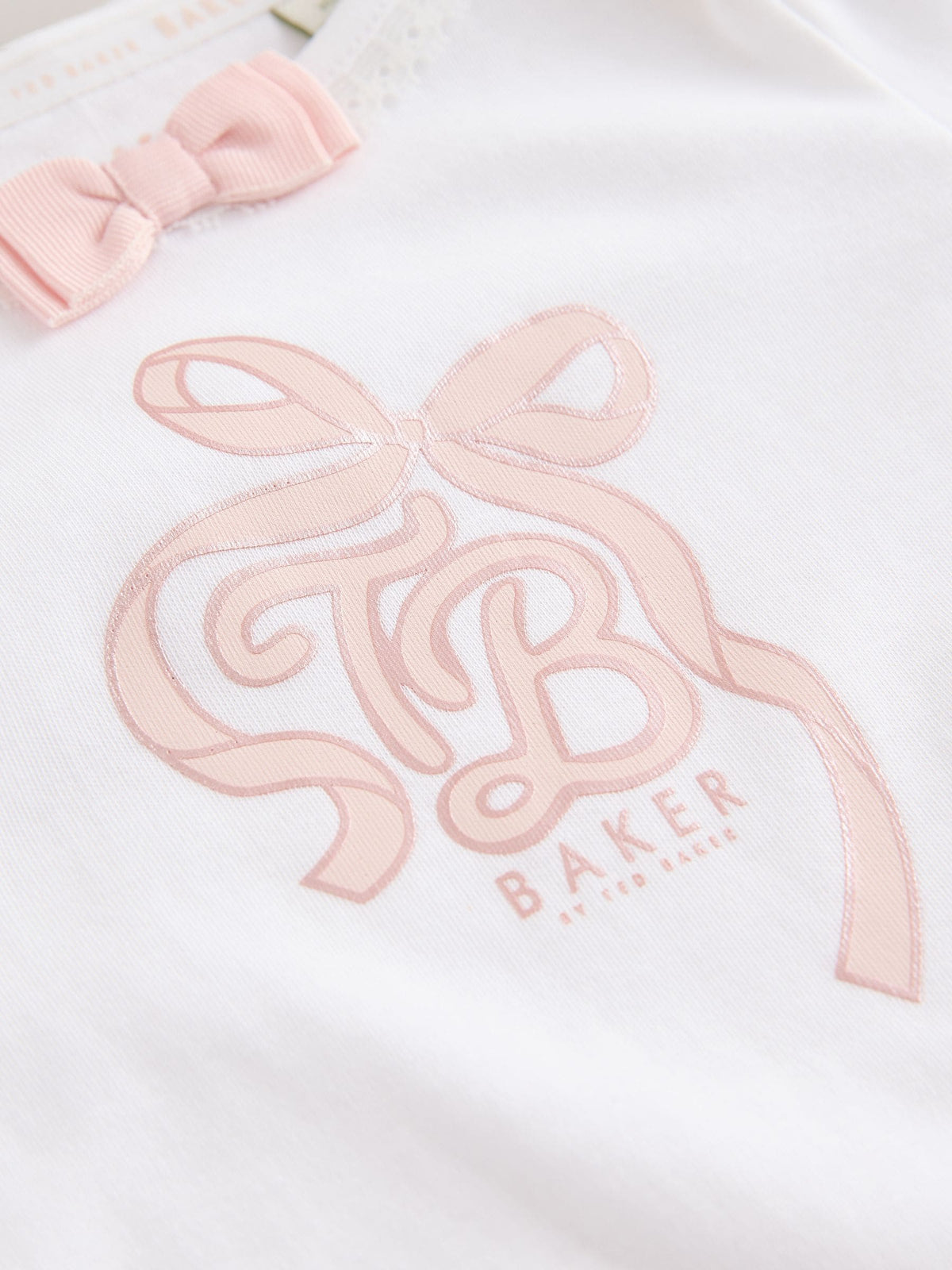 Baker by Ted Baker Pink 3 Piece Bodysuit, Monogram Printed Leggings & Turban Set