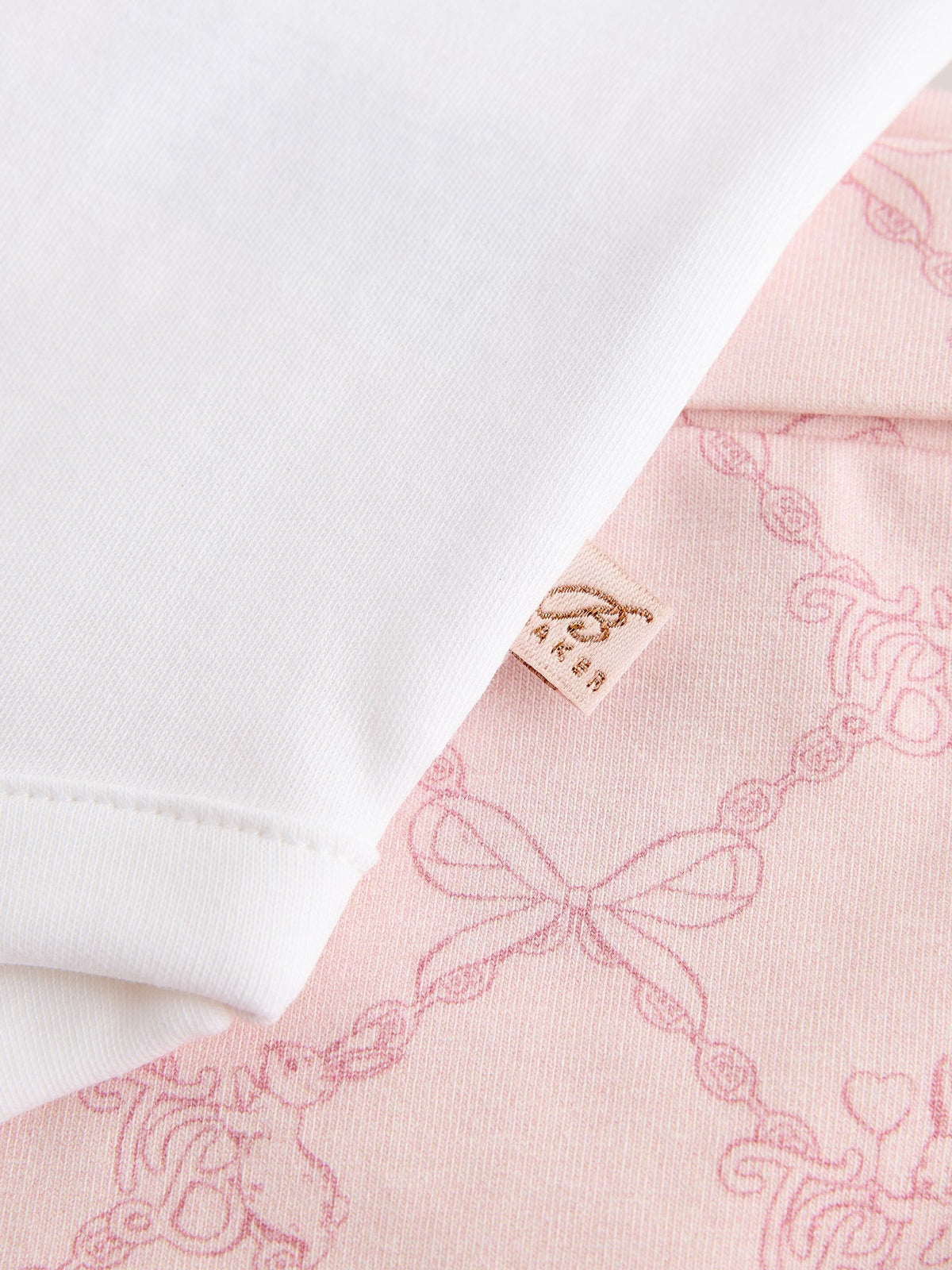 Baker by Ted Baker Pink 3 Piece Bodysuit, Monogram Printed Leggings & Turban Set