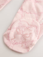 Baker by Ted Baker Pink 3 Piece Bodysuit, Monogram Printed Leggings & Turban Set