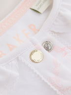 Baker by Ted Baker White/Pink Peplum Frill Sleepsuit & Hat Set