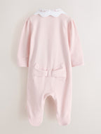 Baker by Ted Baker Pink Embroidered Collar Cotton Sleepsuit