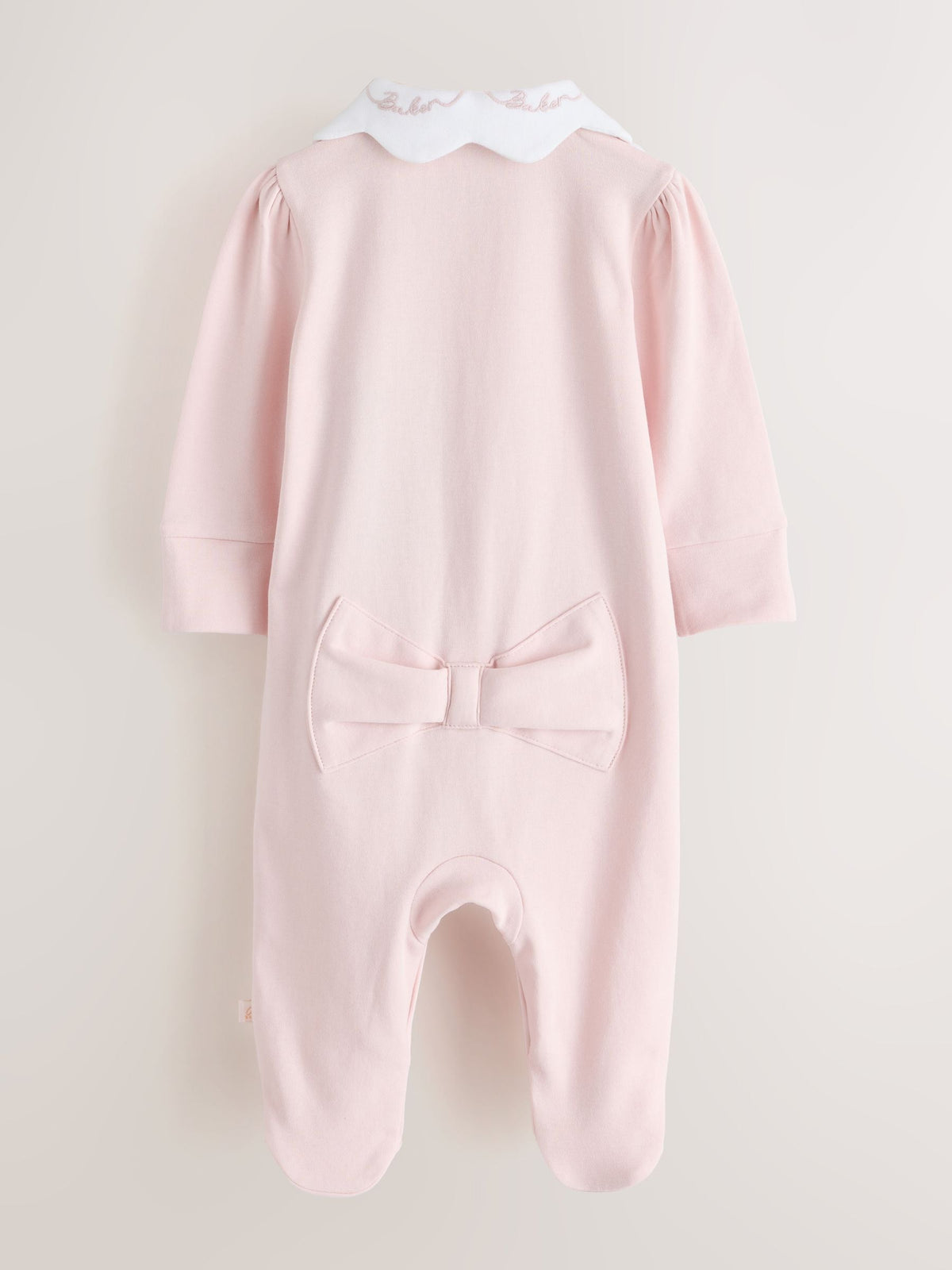 Baker by Ted Baker Pink Embroidered Collar Cotton Sleepsuit