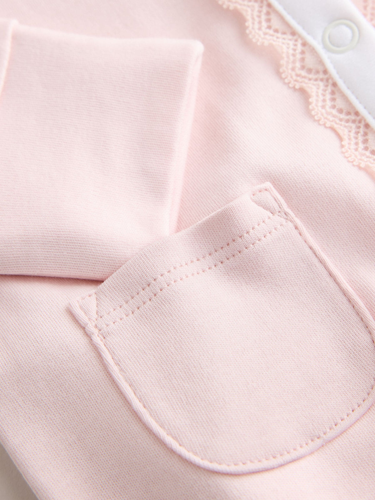 Baker by Ted Baker Pink Embroidered Collar Cotton Sleepsuit