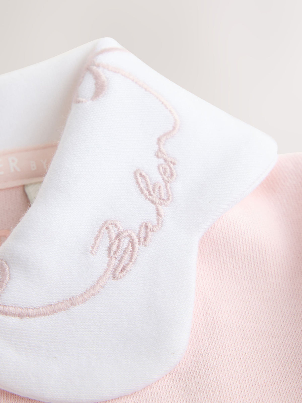 Baker by Ted Baker Pink Embroidered Collar Cotton Sleepsuit