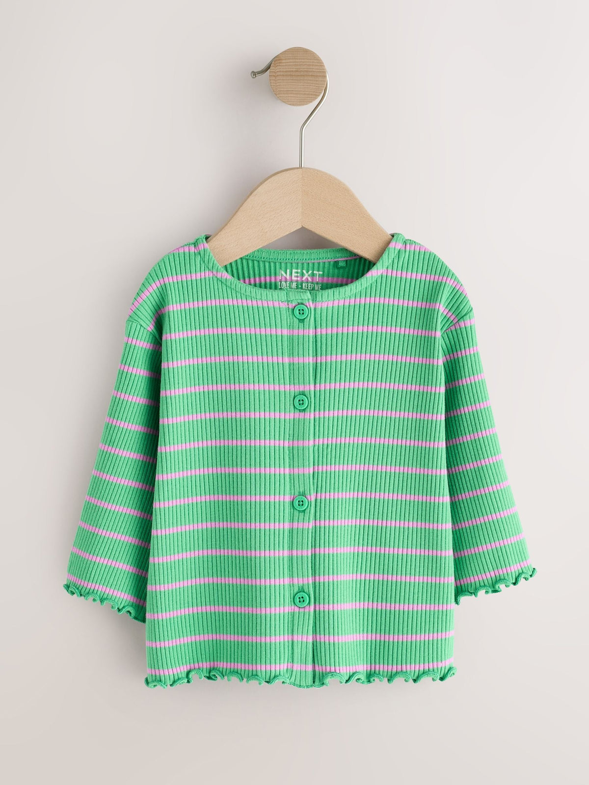 Green/Pink Long Sleeve Ribbed Cardigans 3 Pack (3mths-7yrs)