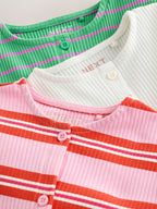 Green/Pink Long Sleeve Ribbed Cardigans 3 Pack (3mths-7yrs)