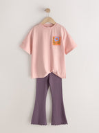 Pink Graphic T-Shirt and Kick Flare Set (3-16yrs)