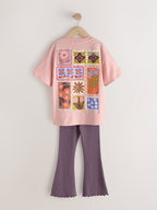 Pink Graphic T-Shirt and Kick Flare Set (3-16yrs)
