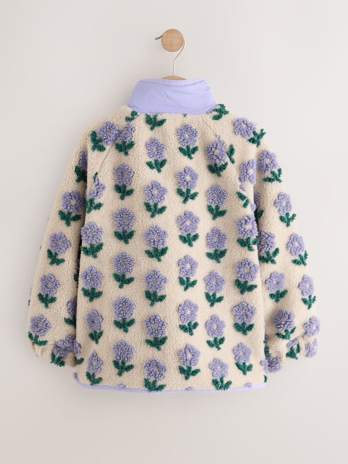 Blue/Cream Floral Button Up Borg Jacket (3-16yrs)