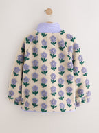 Blue/Cream Floral Button Up Borg Jacket (3-16yrs)