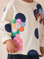 Cream/Navy Ladybird Long Sleeve T-Shirt (3mths-7yrs)
