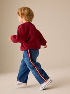 Mid Blue & Red Side Tape Wide Fit Jeans (3mths-7yrs)
