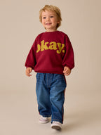 Mid Blue & Red Side Tape Wide Fit Jeans (3mths-7yrs)
