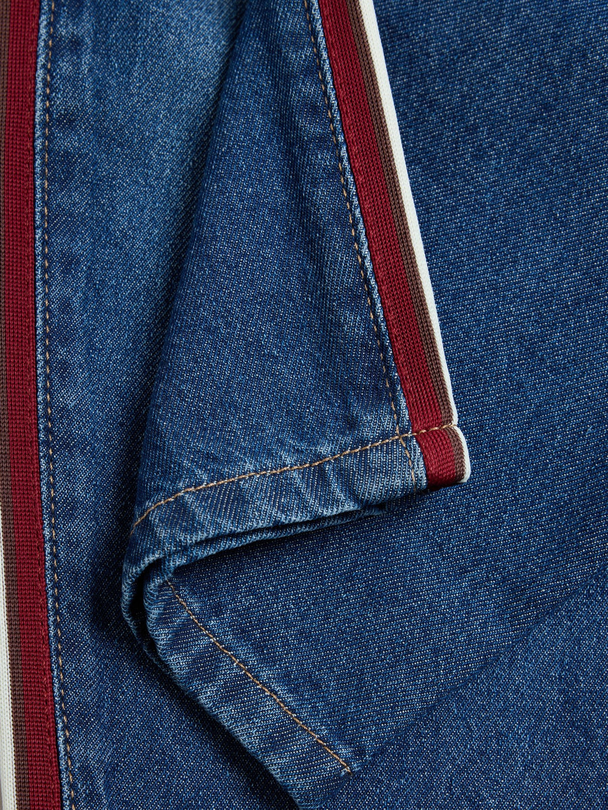 Mid Blue & Red Side Tape Wide Fit Jeans (3mths-7yrs)