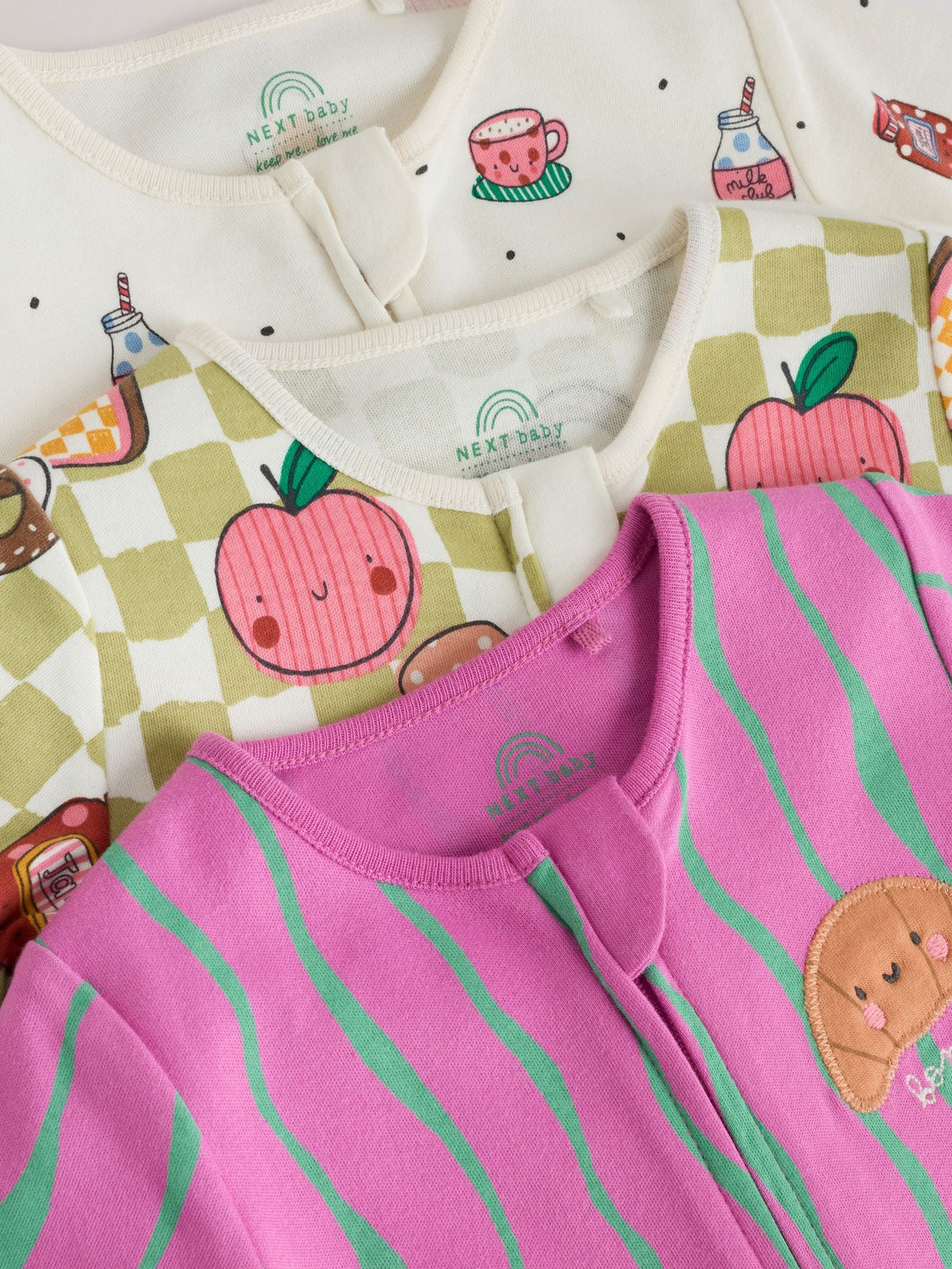 Bright Brunch Two Way Zip Baby Sleepsuits 3 Pack (0mths-3yrs)