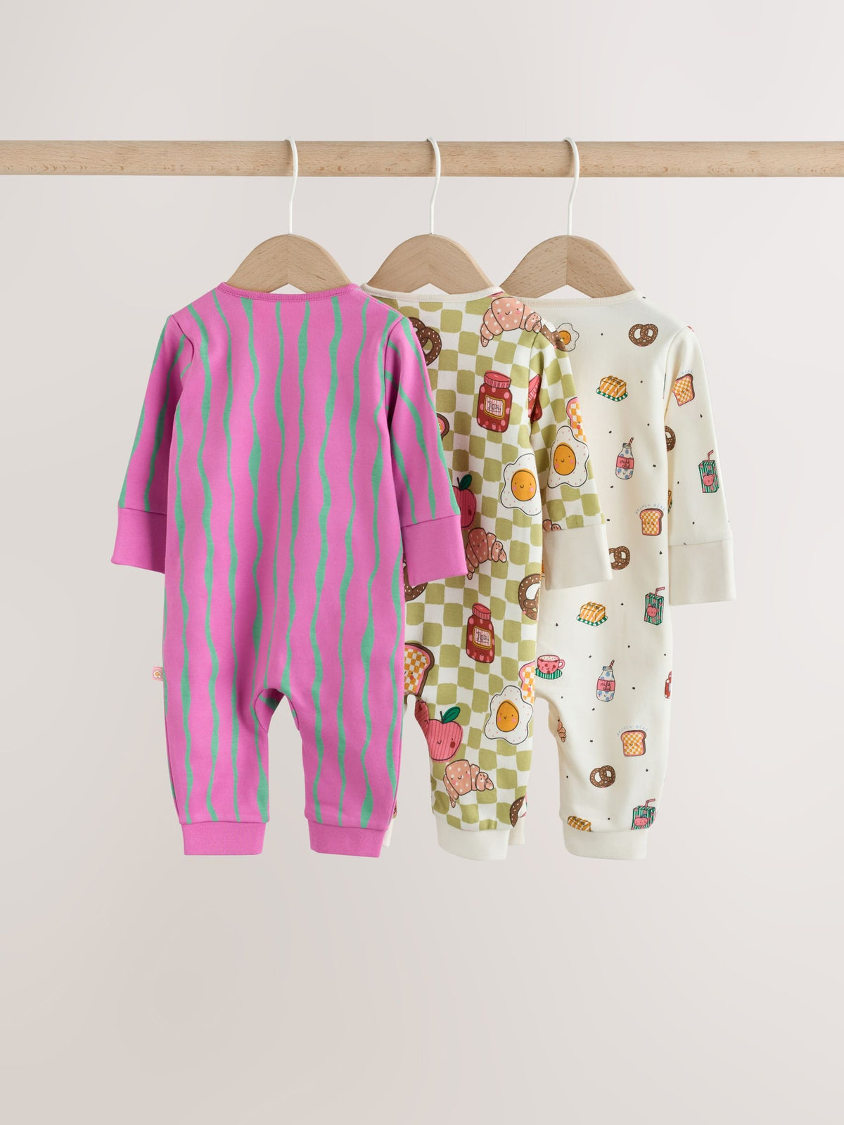 Bright Brunch Two Way Zip Baby Sleepsuits 3 Pack (0mths-3yrs)