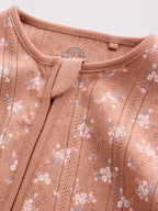 Brown Ditsy Floral 5 Pack Two Way Zip Baby Sleepsuit (0-2yrs)