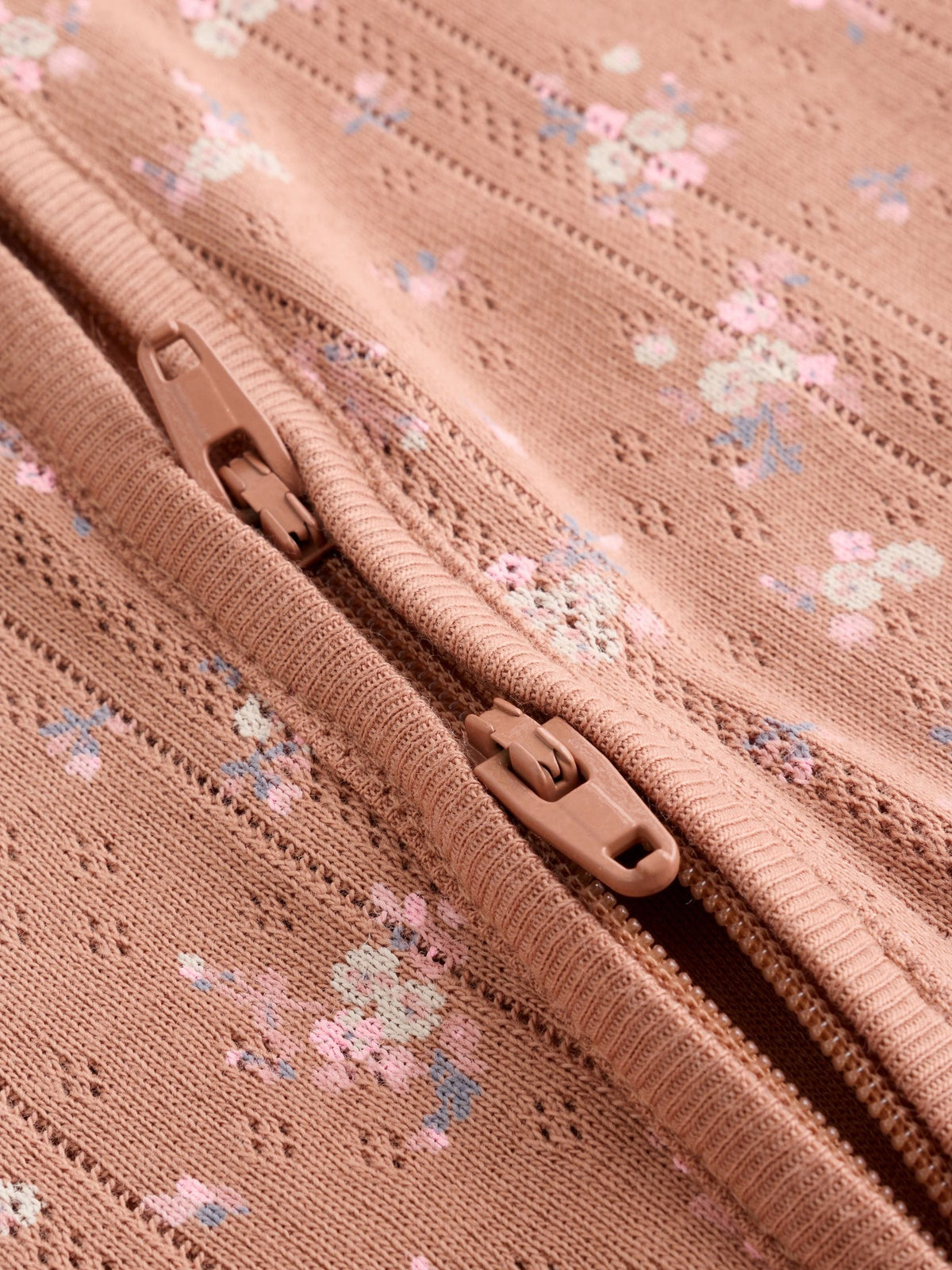 Brown Ditsy Floral 5 Pack Two Way Zip Baby Sleepsuit (0-2yrs)