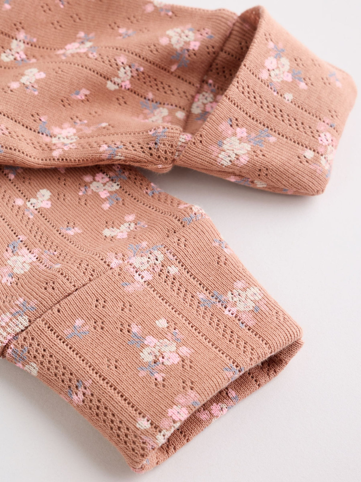 Brown Ditsy Floral 5 Pack Two Way Zip Baby Sleepsuit (0-2yrs)