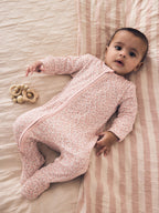 Brown Ditsy Floral 5 Pack Two Way Zip Baby Sleepsuit (0-2yrs)